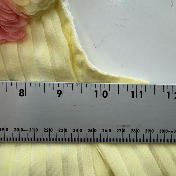 Blueberi Boulevard Baby Girls Pleated Rosette Dress 3T Yellow Wedding Easter - Picture 5 of 8